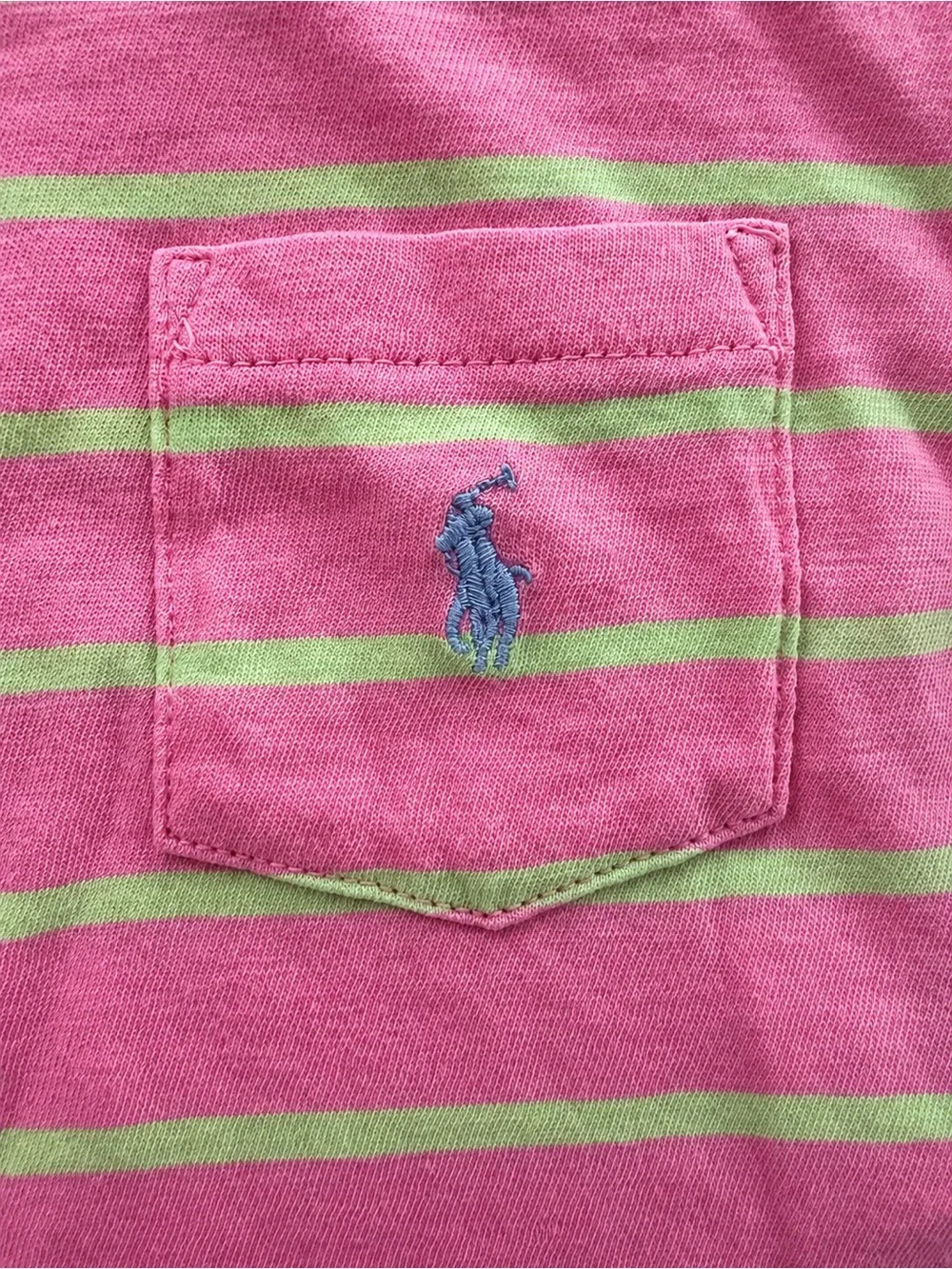 Polo Ralph Lauren Girls Pink Striped Ruffle Hem Pocket Dress NWT Size 6X - Picture 2 of 4